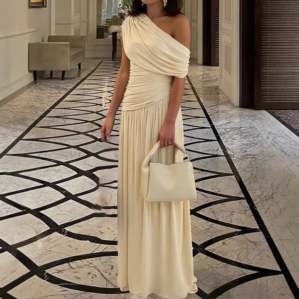 Dame Elegant Wrap Maxikjole med asymmetrisk skæring og høj kvalitets jersey Mirla-Eva Jonsson
