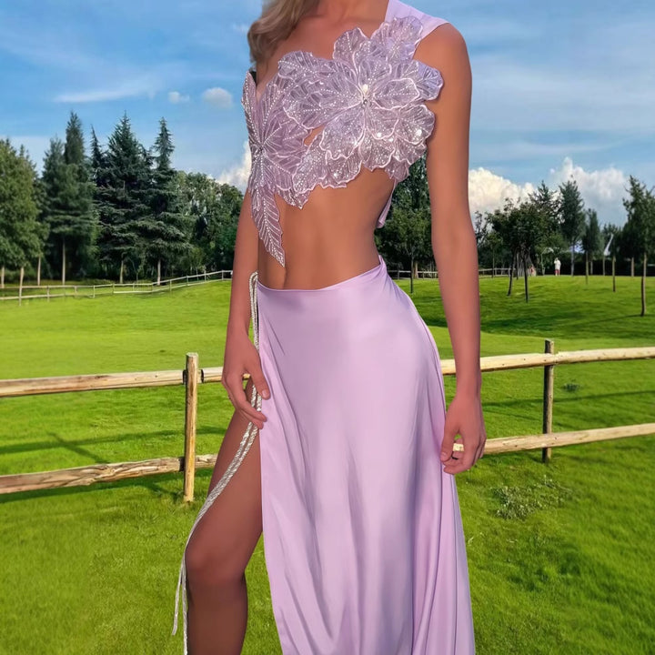 Dame Elegant brudklänning med floral applikation och svängande kjol Mirla-Eva Jonsson