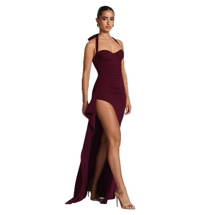 Dame Elegant dress with asymmetrical hem and stylish neckband Mirla-Eva Jonsson
