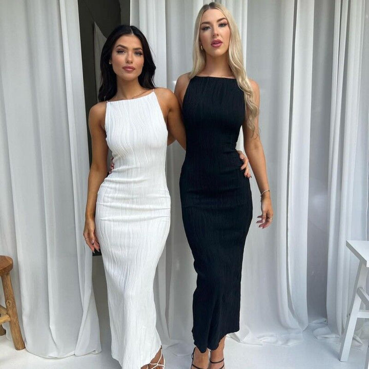 Dame Elegant gulvlång kjole med strukturert design Mirla-Eva Jonsson