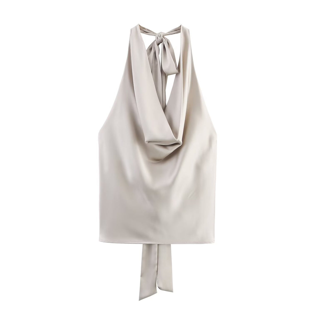 Dame Elegant halterneck top med flytande skärning och elegant ryggband Mirla-Eva Jonsson