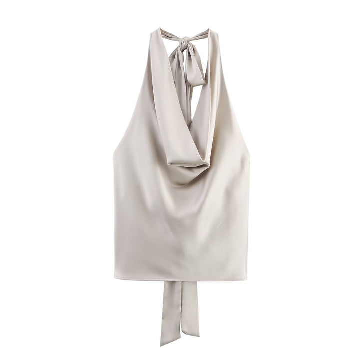 Dame Elegant halterneck top med flytande skärning och elegant ryggband Mirla-Eva Jonsson