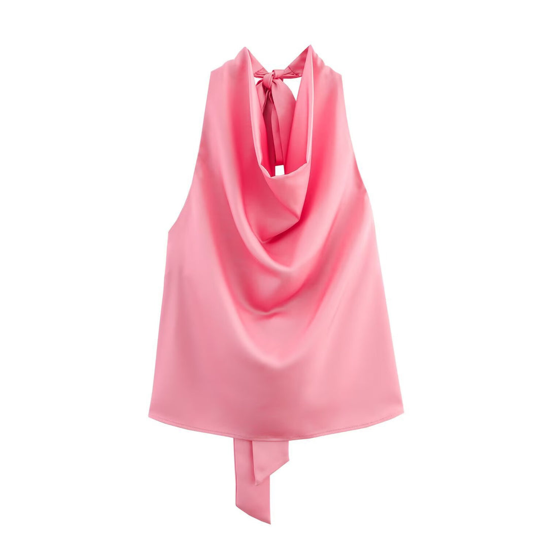 Dame Elegant halterneck top med flytande skärning och elegant ryggband Mirla-Eva Jonsson