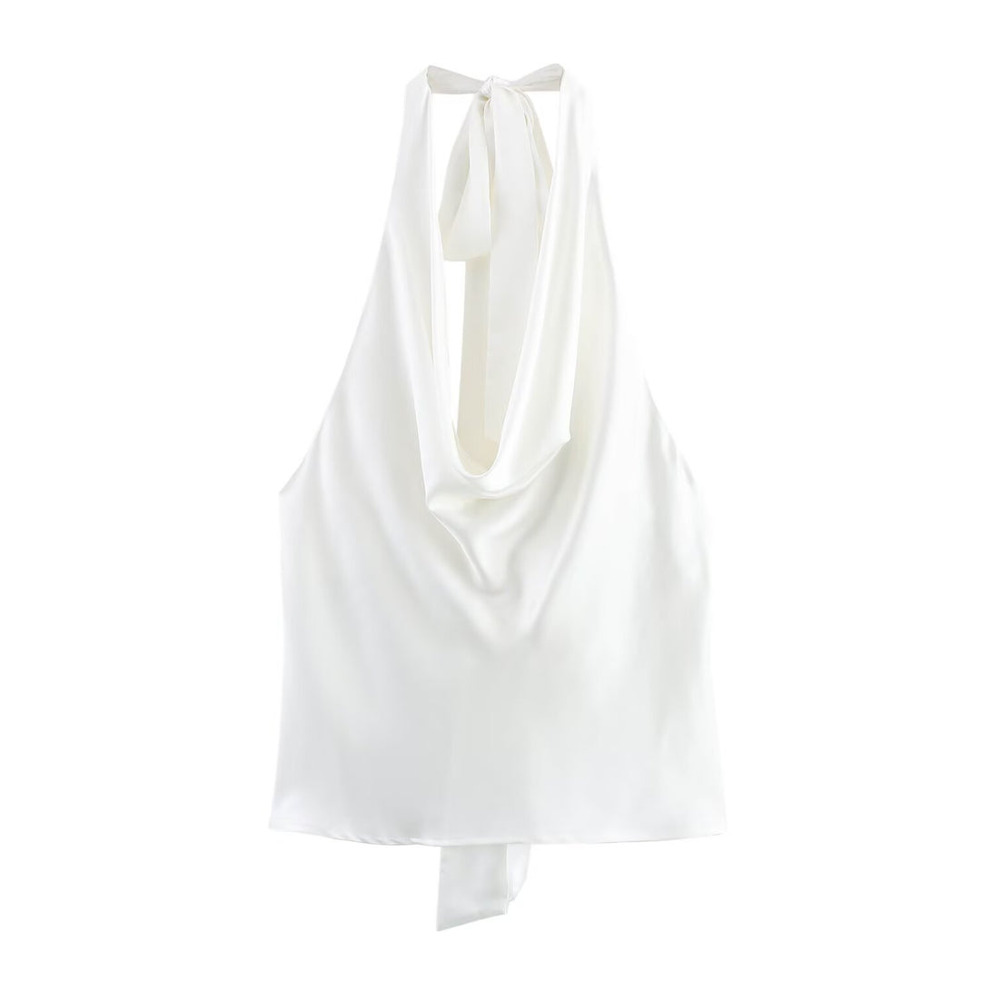 Dame Elegant halterneck top med flytande skärning och elegant ryggband Mirla-Eva Jonsson