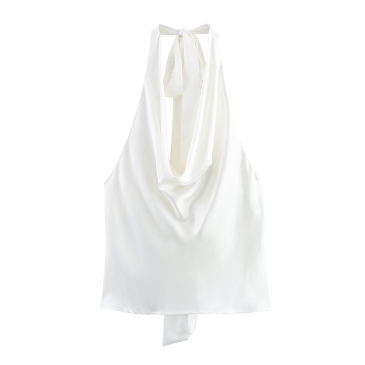 Dame Elegant halterneck top med flytande skärning och elegant ryggband Mirla-Eva Jonsson