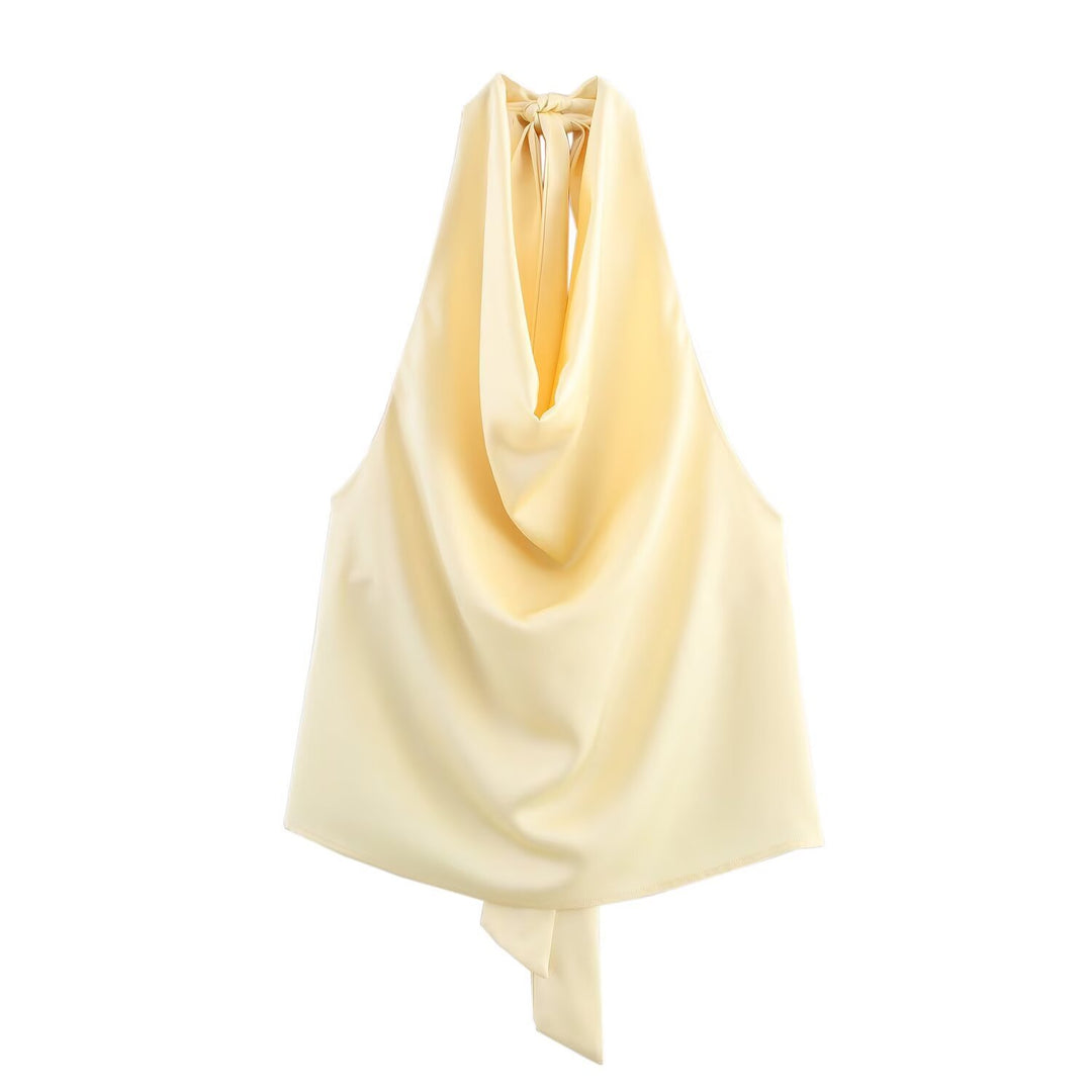 Dame Elegant halterneck top med flytande skärning och elegant ryggband Mirla-Eva Jonsson