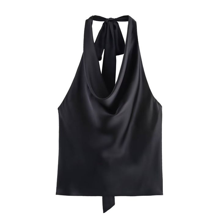 Dame Elegant halterneck top med flytande skärning och elegant ryggband Mirla-Eva Jonsson