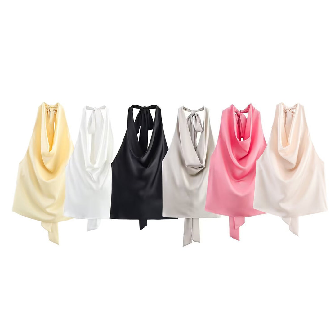Dame Elegant halterneck top med flytande skärning och elegant ryggband Mirla-Eva Jonsson