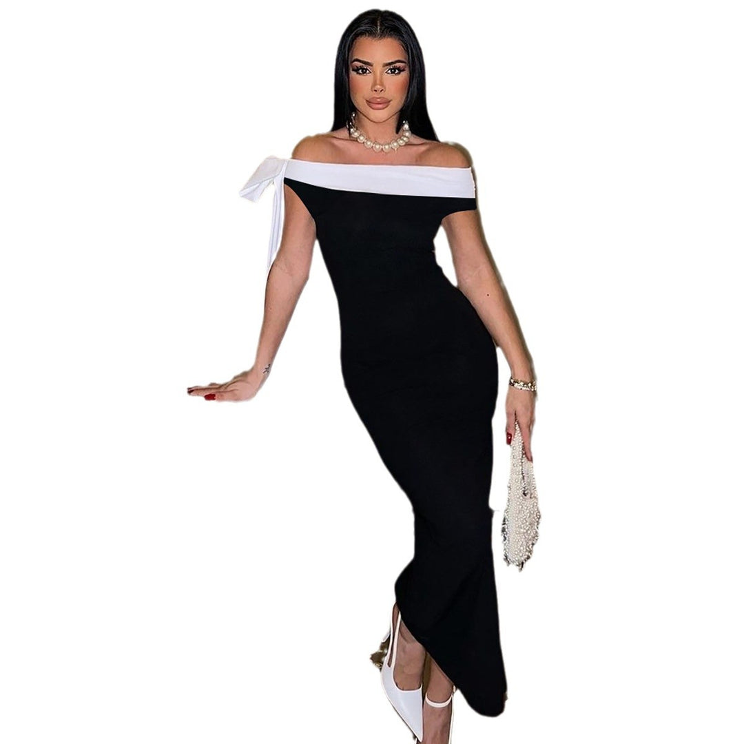 Dame Elegant off-shoulder maxikjole med sløjfedetalje Mirla-Eva Jonsson