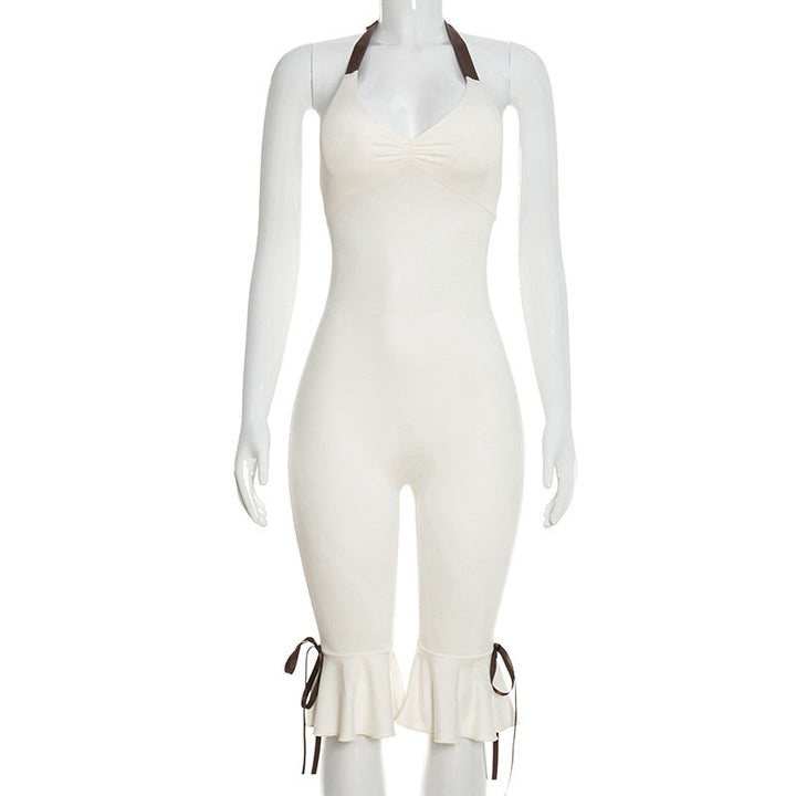 Dame Elegant overall med volangdetaljer och justerbara band Mirla-Eva Jonsson