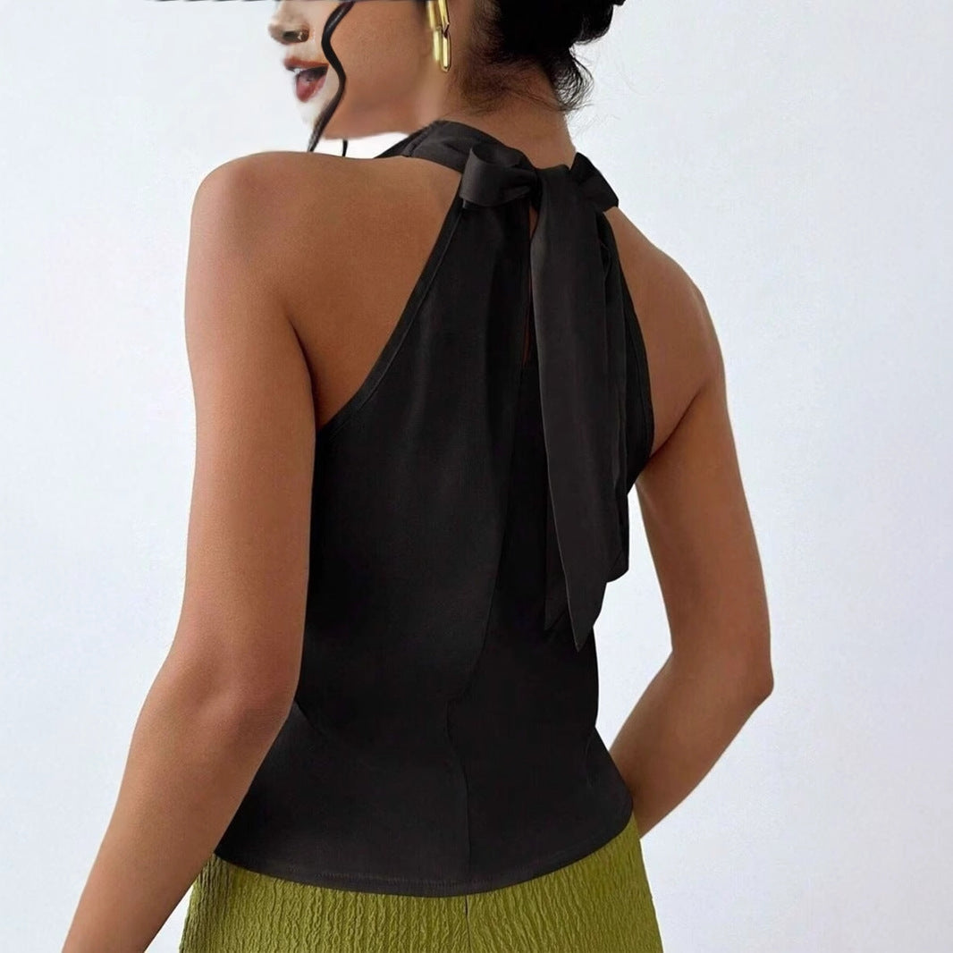 Dame Elegant satin top with chic waterfall neckline Mirla-Eva Jonsson