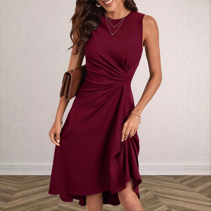 Dame Elegant sn wrap klänning med asymmetrisk fåll och rynkning Mirla-Eva Jonsson