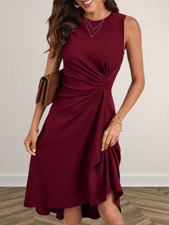 Dame Elegant sn wrap klänning med asymmetrisk fåll och rynkning Mirla-Eva Jonsson