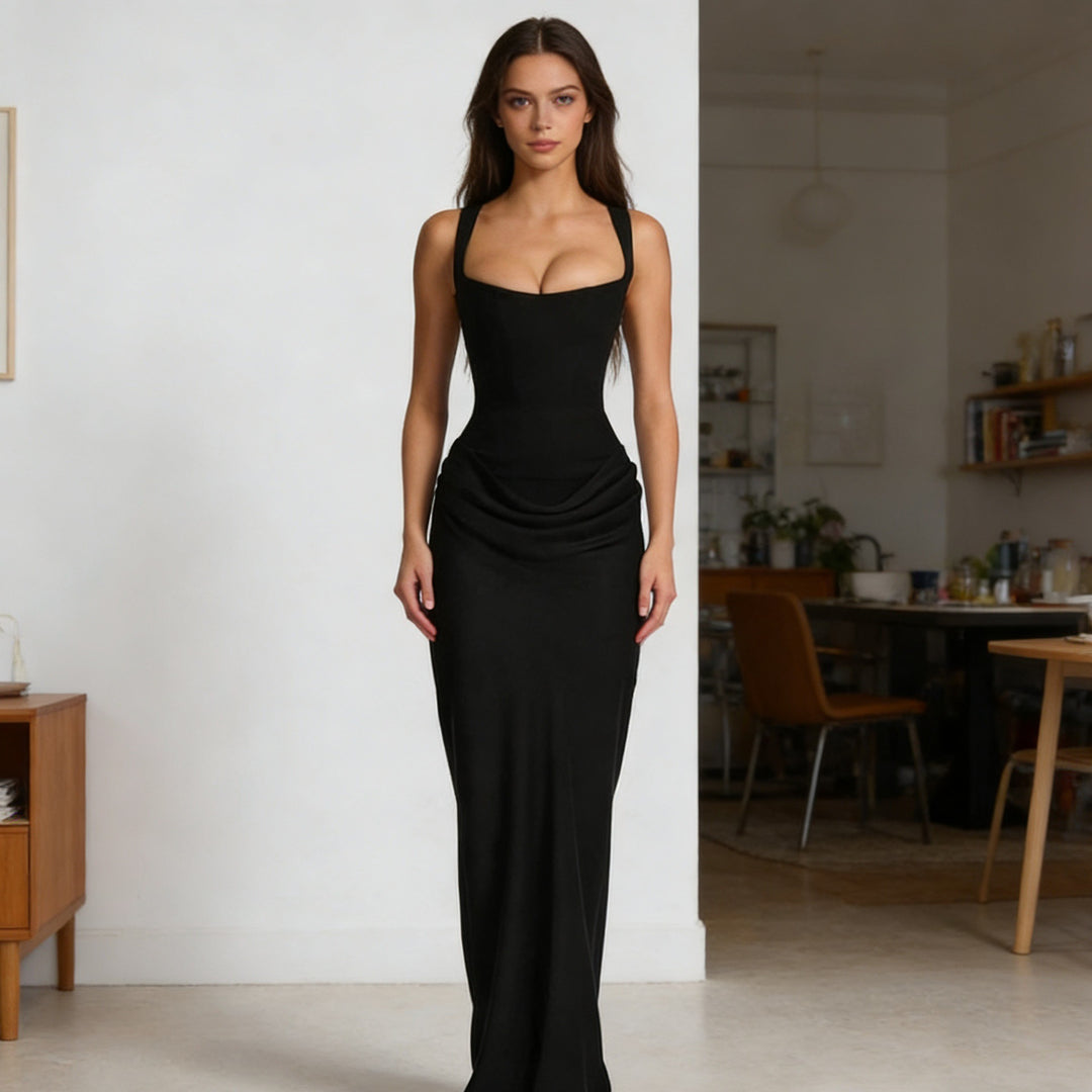 Dame Elegant wrap dress with off-shoulder straps and sophisticated draping detail Mirla-Eva Jonsson