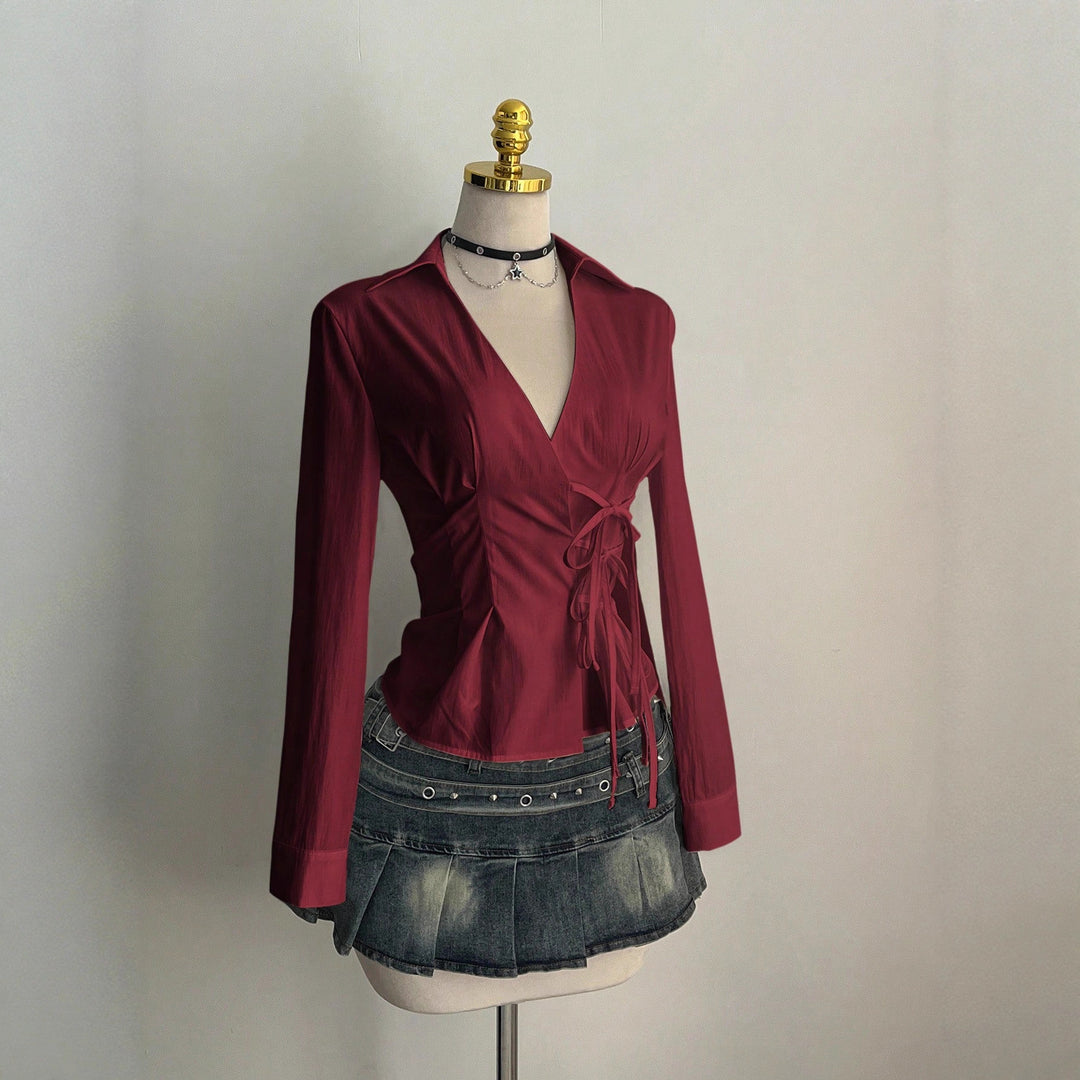 Dame Elegant wrap top with fine ruffle details Mirla-Eva Jonsson