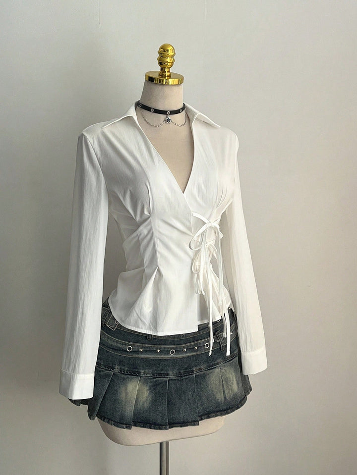 Dame Elegant wrap top with fine ruffle details Mirla-Eva Jonsson