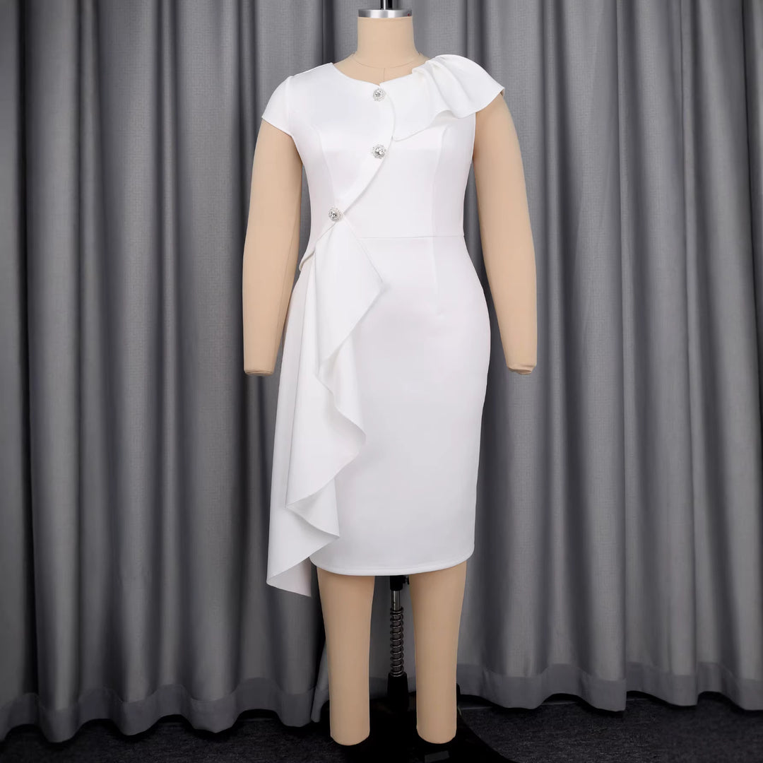 Dame Etuikjol med draperade volanger och glittrande knapppdetaljer Mirla-Eva Jonsson