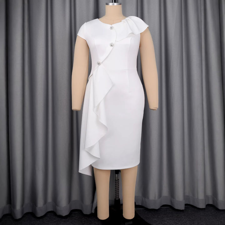 Dame Etuikjol med draperade volanger och glittrande knapppdetaljer Mirla-Eva Jonsson