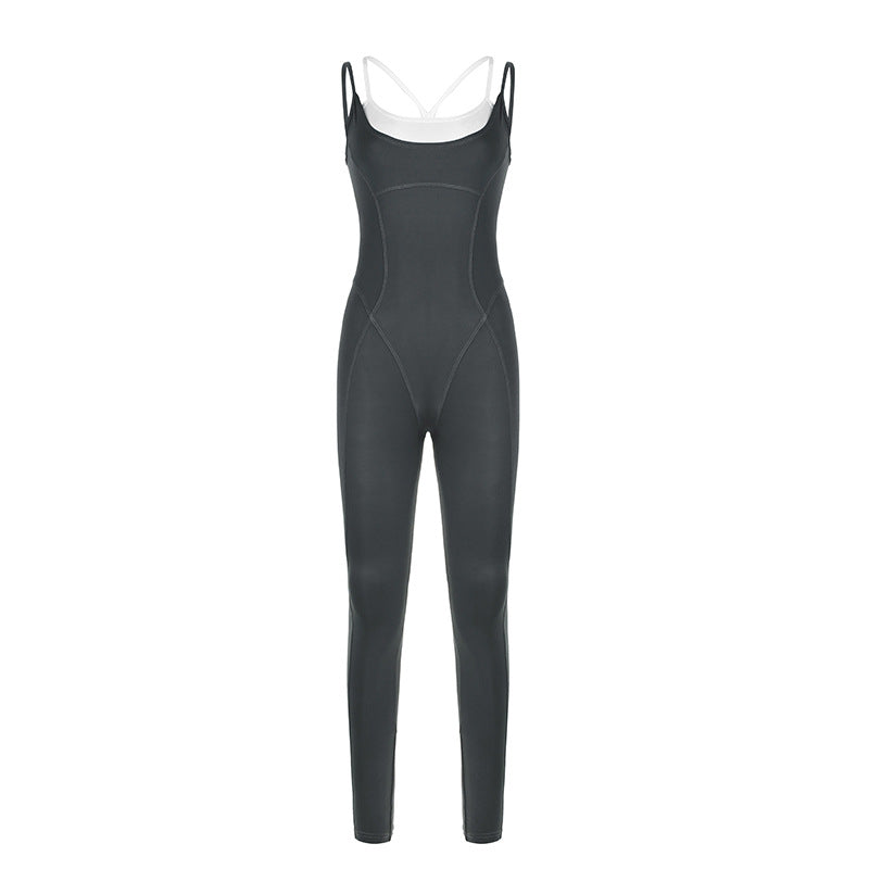 Dame Figurformande Jumpsuit med axelband och asymmetrisk fåll Mirla-Eva Jonsson