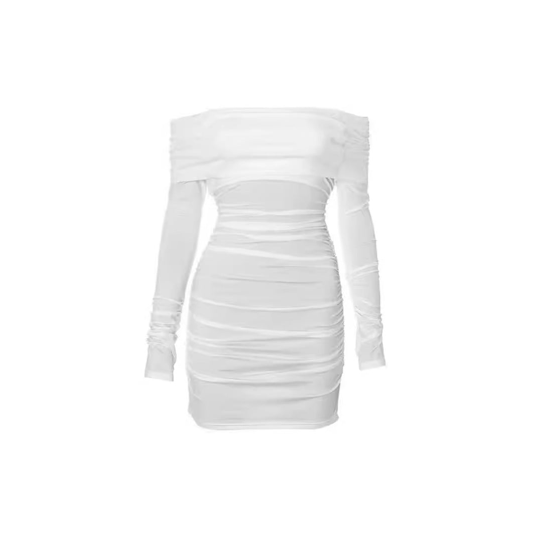 Dame Figurtight Off-Shoulder Miniklänning med Volangdetaljer Mirla-Eva Jonsson
