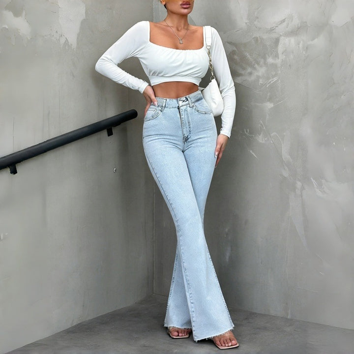 Dame Flared Jeans med hög midja och avslappnad passform Mirla-Eva Jonsson