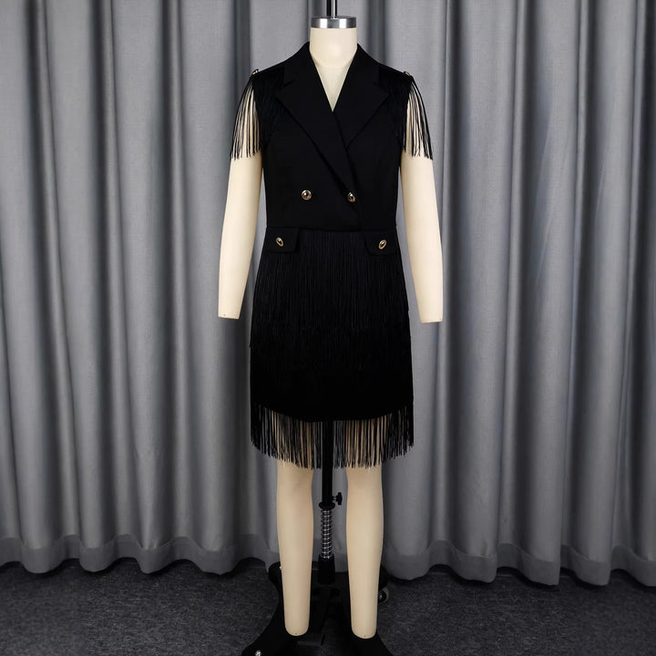 Dame Fransen-klänning i elegant blazer-stil Mirla-Eva Jonsson