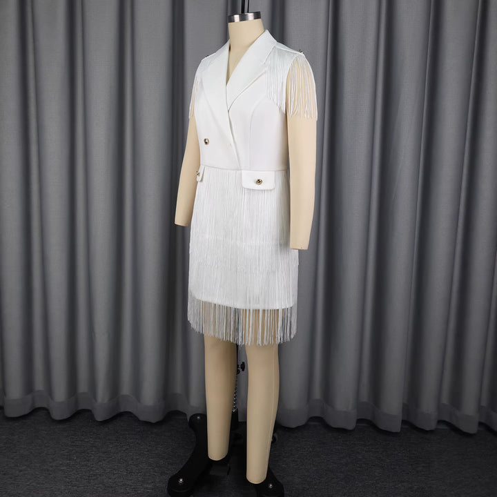 Dame Fransen-klänning i elegant blazer-stil Mirla-Eva Jonsson