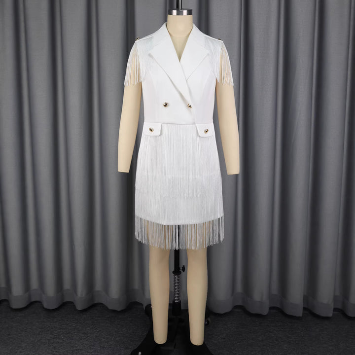 Dame Fransen-klänning i elegant blazer-stil Mirla-Eva Jonsson