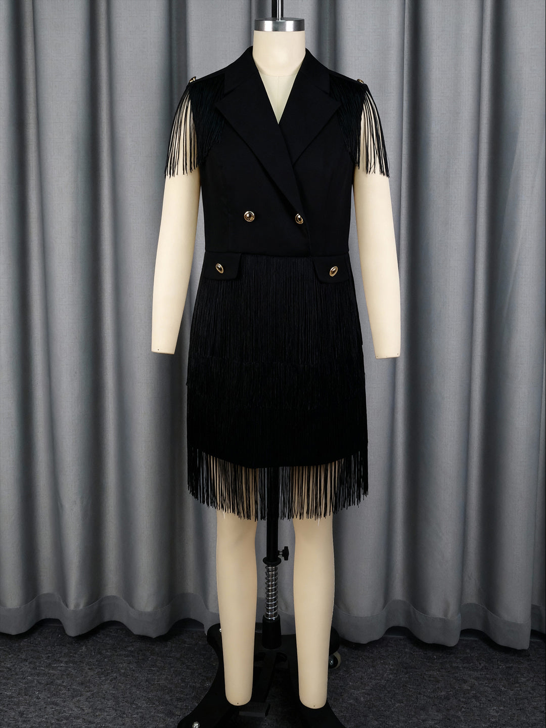Dame Fransen-klänning i elegant blazer-stil Mirla-Eva Jonsson