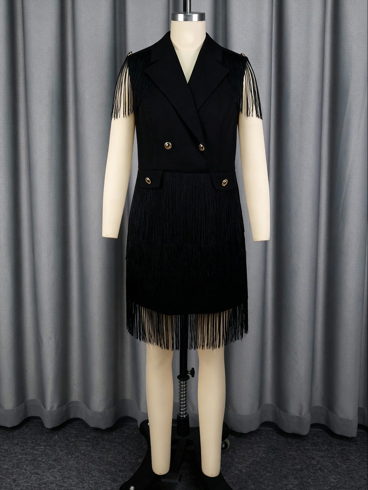 Dame Fransen-klänning i elegant blazer-stil Mirla-Eva Jonsson