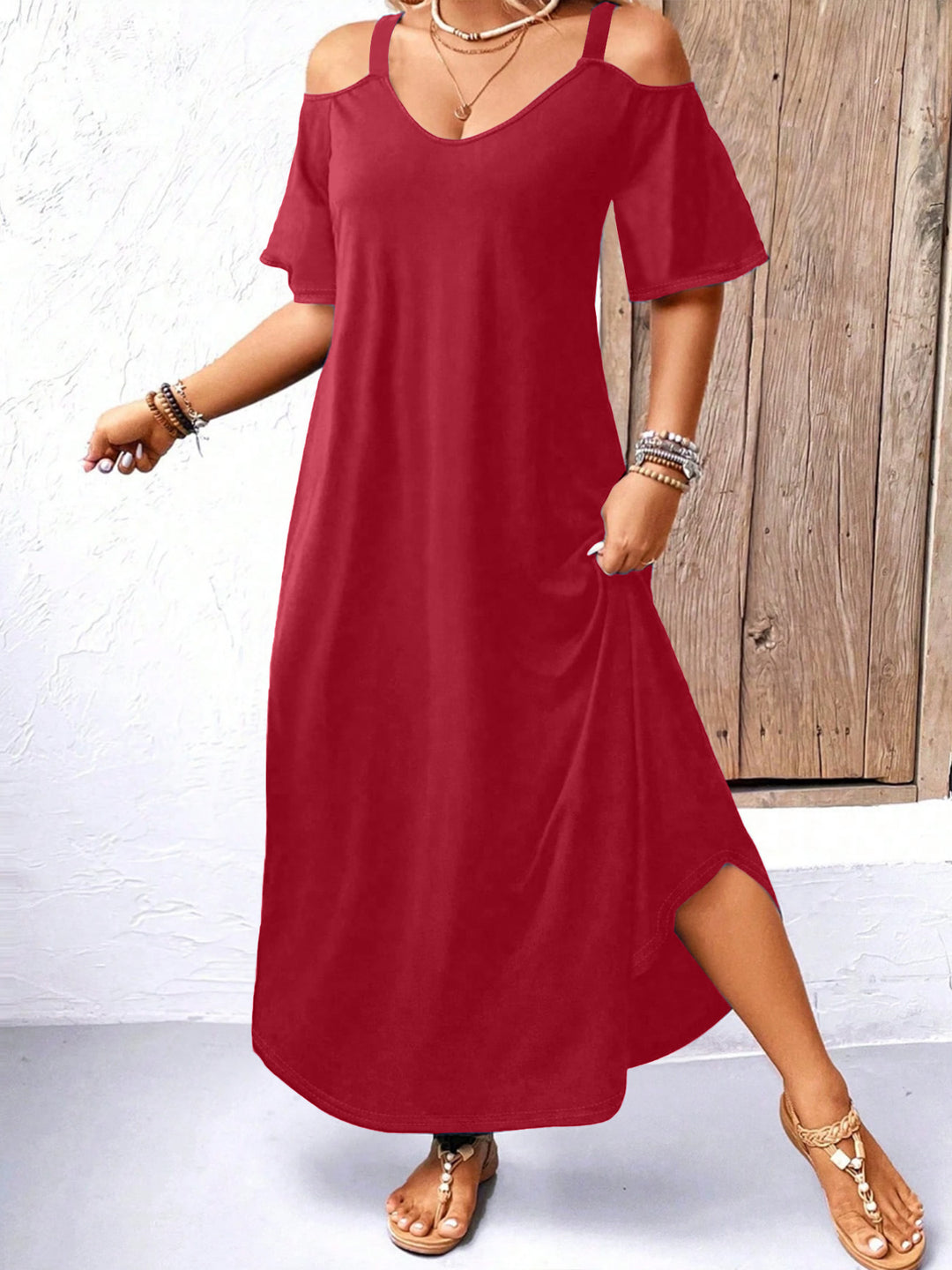 Dame Fritid Maxiklänning med off-shoulder ärmar och V-ringning Eva Jonsson-Eva Jonsson
