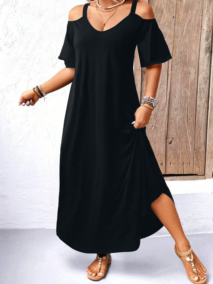 Dame Fritid Maxiklänning med off-shoulder ärmar och V-ringning Eva Jonsson-Eva Jonsson