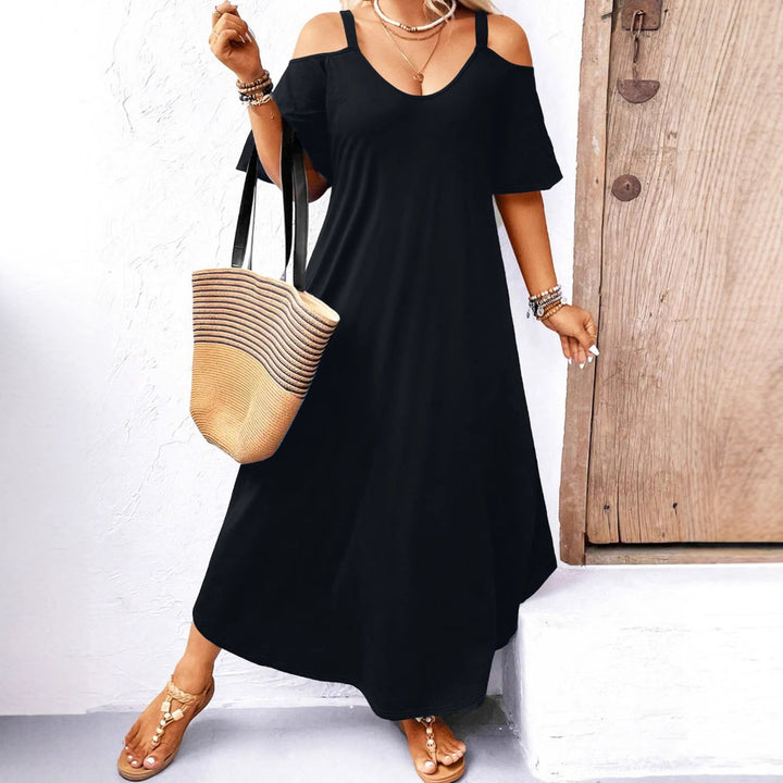 Dame Fritid Maxiklänning med off-shoulder ärmar och V-ringning Eva Jonsson-Eva Jonsson