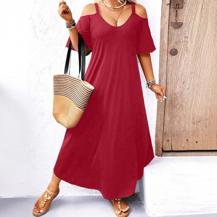 Dame Fritid Maxiklänning med off-shoulder ärmar och V-ringning Eva Jonsson-Eva Jonsson