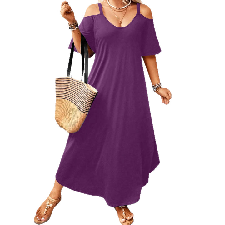Dame Fritid Maxiklänning med off-shoulder ärmar och V-ringning Eva Jonsson-Eva Jonsson