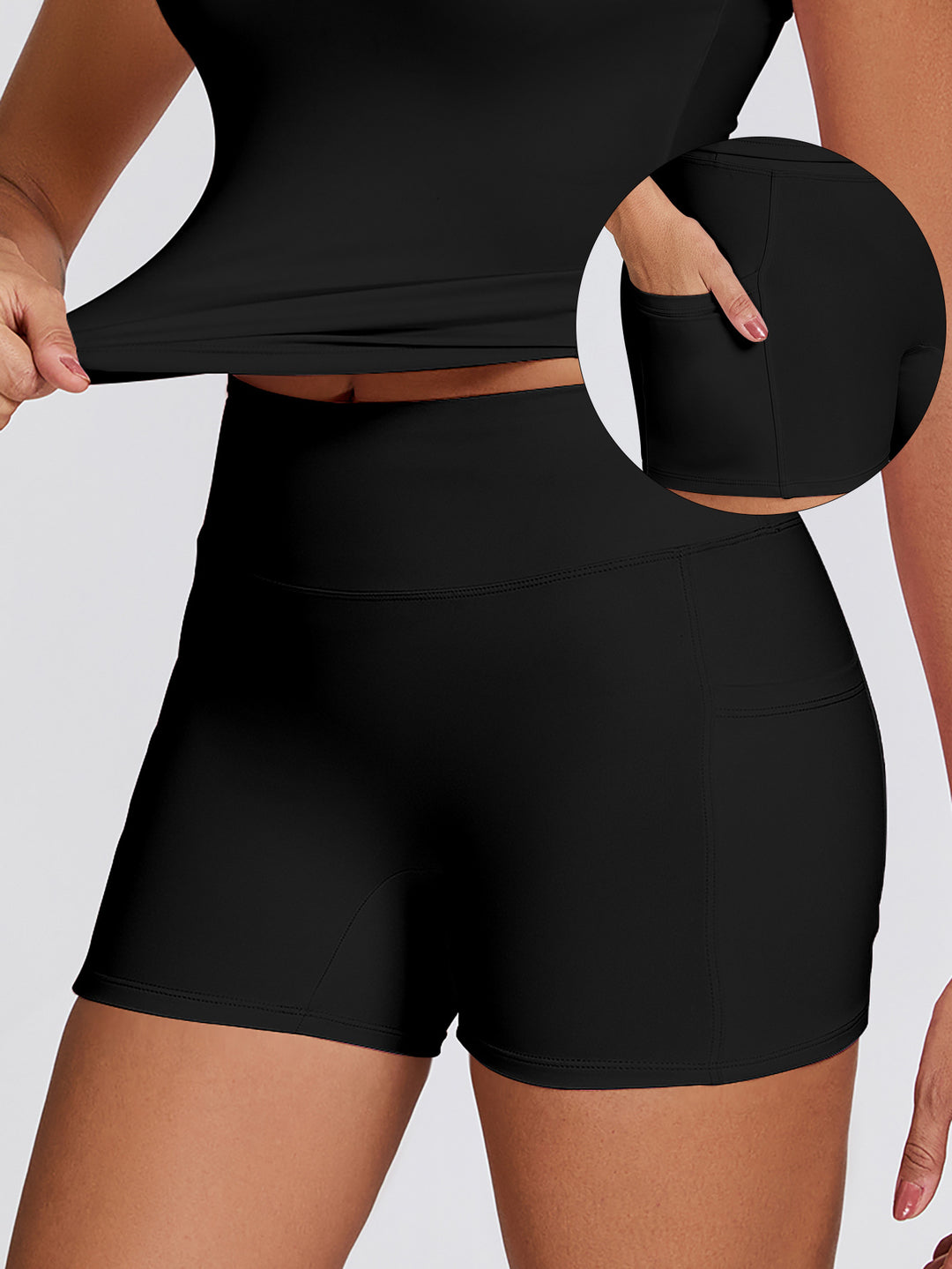 Dame Funktionella Sportshorts med sidfickor och hög midja Mirla-Eva Jonsson