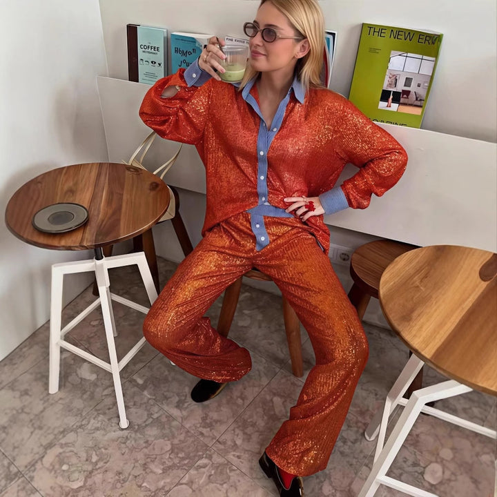 Dame Glamoröst Lounge-set med paljetter Mirla-Eva Jonsson