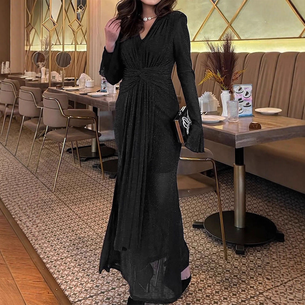 Dame Glamourös Abendkleid mit filigranen Ärmeln und schimmerndem Effekt Mirla-Eva Jonsson