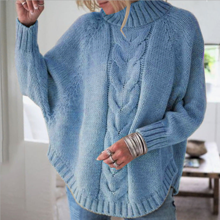 Dame Grovstickad tröja med kollektionsdesign och hög krage Eva Jonsson-Eva Jonsson