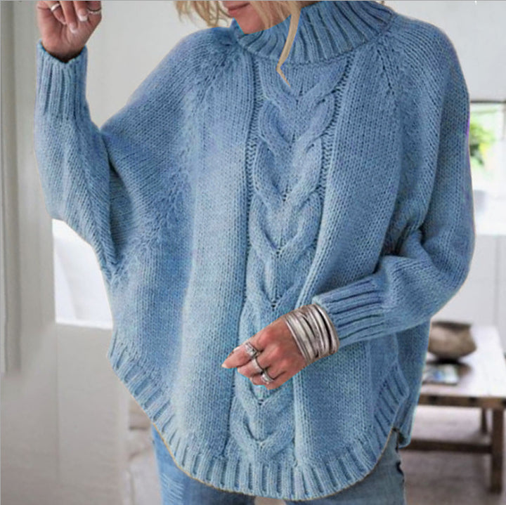 Dame Grovstickad tröja med kollektionsdesign och hög krage Eva Jonsson-Eva Jonsson