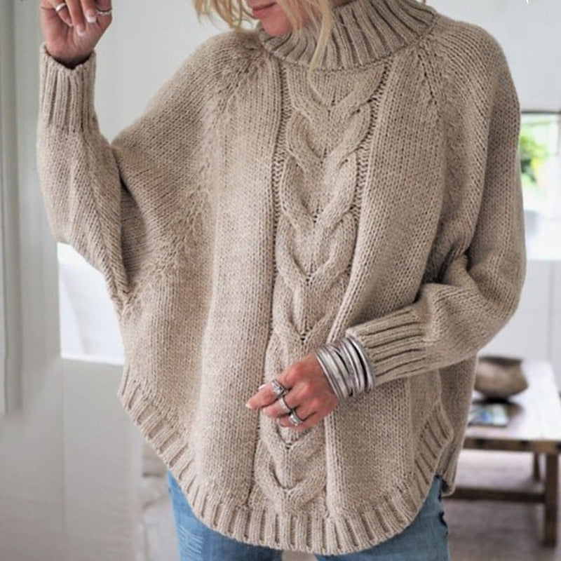 Dame Grovstickad tröja med kollektionsdesign och hög krage Eva Jonsson-Eva Jonsson