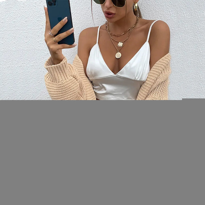 Dame Grovstickjacka med vid passform och mjuka ärmar Eva Jonsson-Eva Jonsson