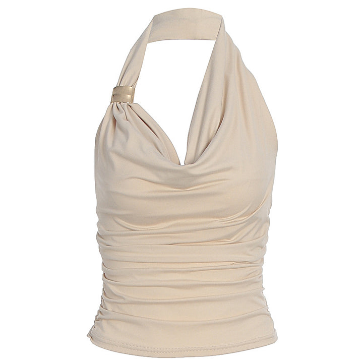Dame Hals-Kette Top med elegant omslagdesign och smickrande silhuett Mirla-Eva Jonsson