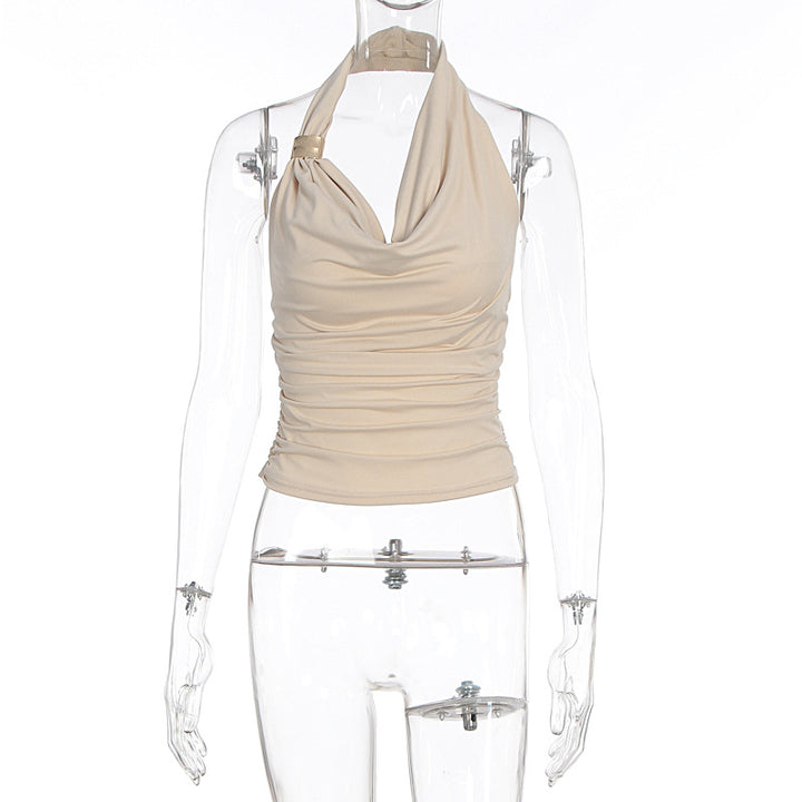 Dame Hals-Kette Top med elegant omslagdesign och smickrande silhuett Mirla-Eva Jonsson