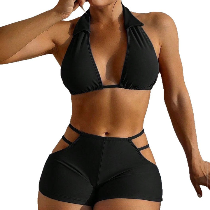 Dame Halter-Bikini-set med hög midja shorts Mirla-Eva Jonsson
