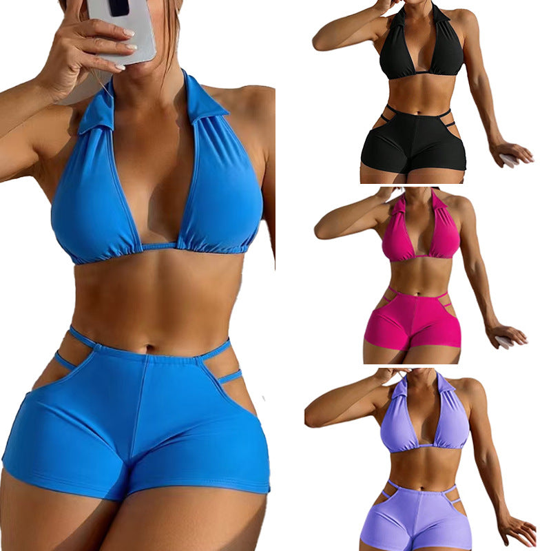 Dame Halter-Bikini-set med hög midja shorts Mirla-Eva Jonsson