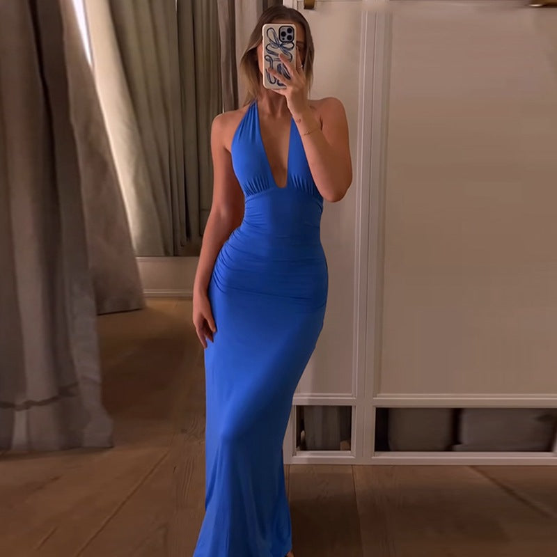 Dame Halter-Maxiklänning med elegant drapering Mirla-Eva Jonsson