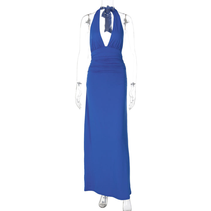 Dame Halter-Maxiklänning med elegant drapering Mirla-Eva Jonsson