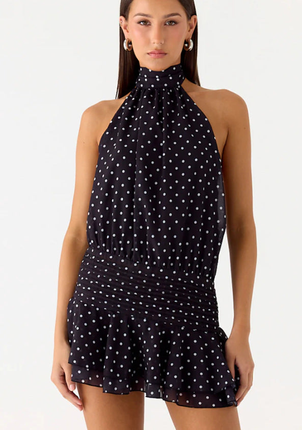 Dame Halterneck Minikleid mit Rüschensaum und gepolstertem Oberteil Mirla-Eva Jonsson