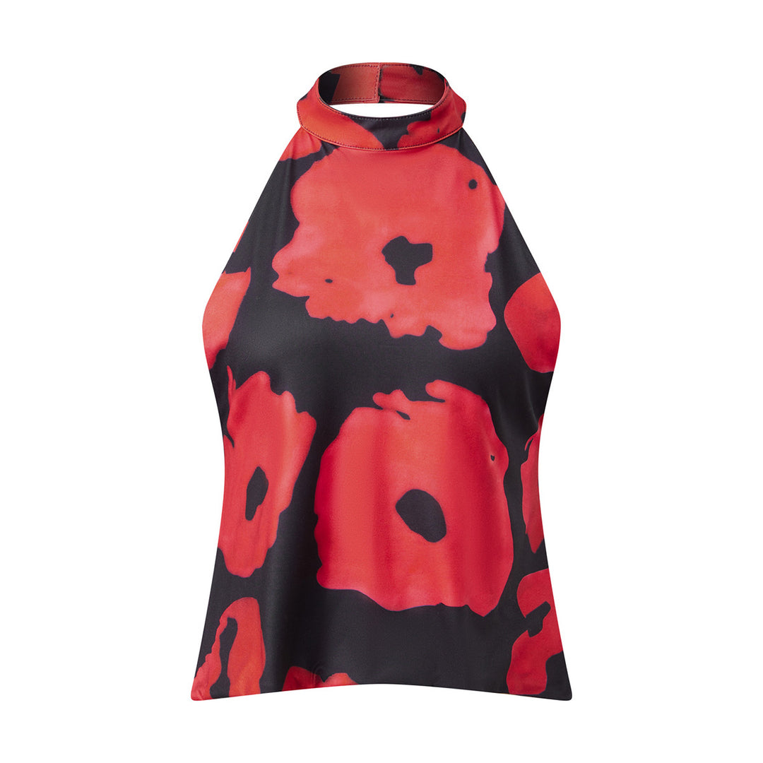 Dame Haltertop med blomstrande design Mirla-Eva Jonsson